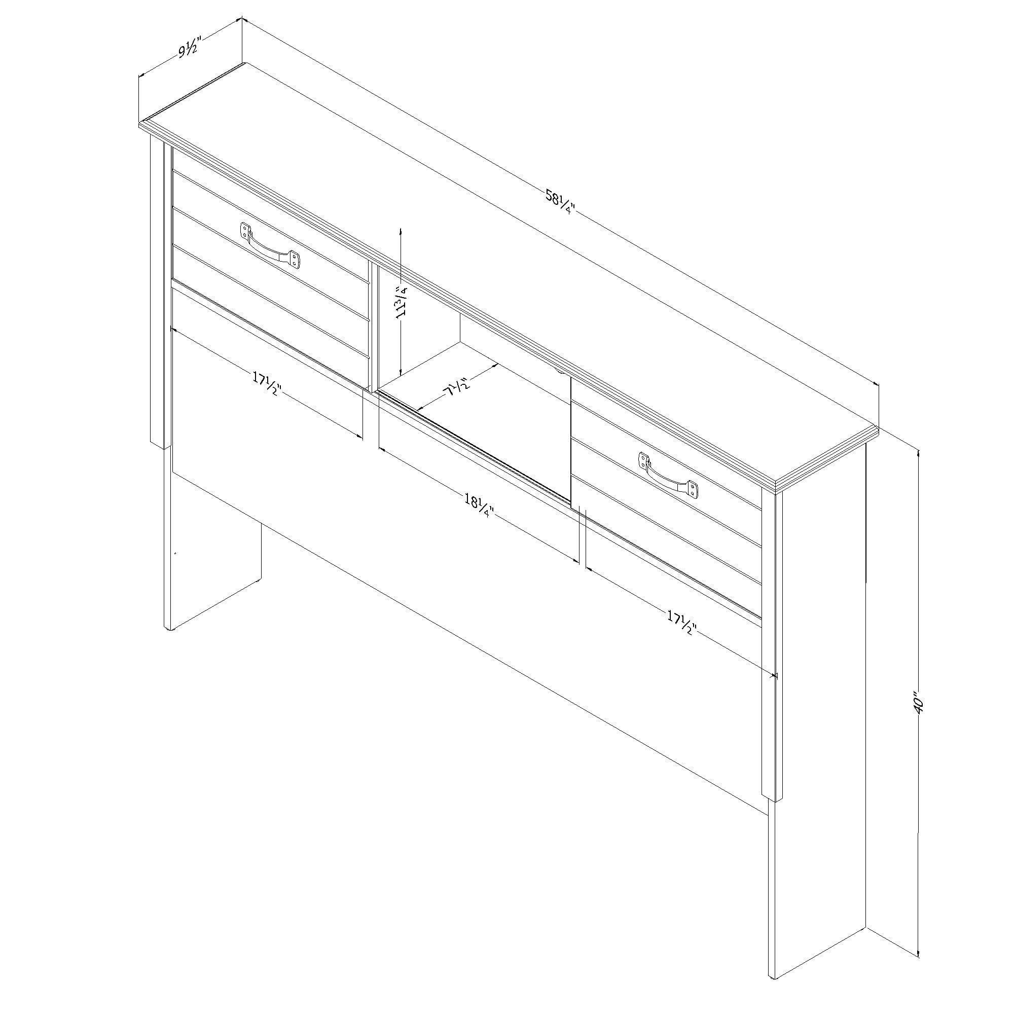 South Shore Ulysses Full Bookcase Headboard with Storage and Sliding Doors, in Blueberry