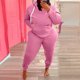 thumbnail image 2 of Gibobby Conjunto dama pants y sudadera afelpada Sudadera con capucha y pantalón de manga larga de color sólido para mujer Chándal Traje deportivo Trajes depor(Rosa,XL), 2 of 5