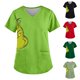thumbnail image 2 of Uniforme de enfermería MIARHB para mujer, talla grande, uniforme de trabajo, camisetas divertidas de manga corta con cuello en V y estampado de "Grinch", ropa de trabajo con 2 bolsillos, verde, 2 of 4