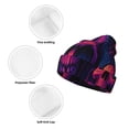 thumbnail image 3 of Yiaed Purple-Red Skull Print Winter Beanie for Men Women, Fleece Lined Beanie Soft Warm Knit Hat Ski Stocking Cuffed Ca, 3 of 6