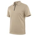 thumbnail image 4 of idosla Mens Quarter Zip Polo Shirts Casual Summer Knit Textured Short Sleeve Shirt Beach Vacation Stretchy Golf Shirts (Khaki, S), 4 of 9