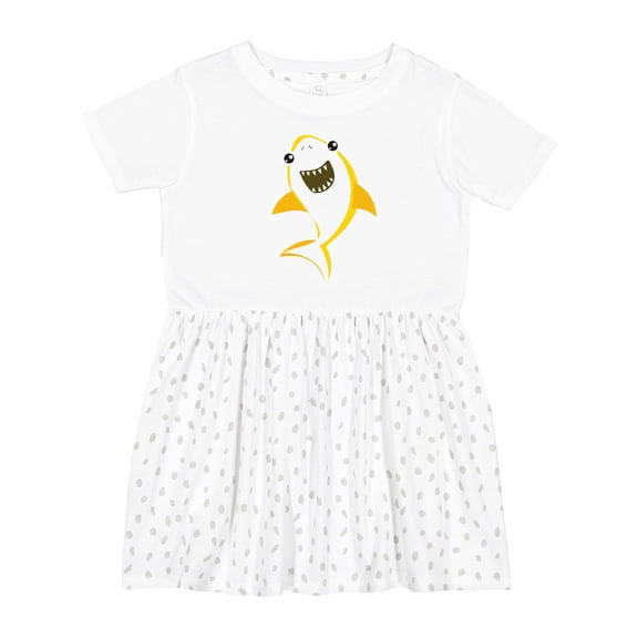 Inktastic Cute Shark, Little Shark, Yellow Shark, Sea Animal Girls Toddler Dress
