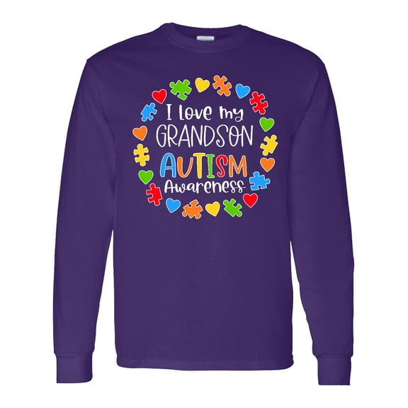 Inktastic I Love My Grandson Autism Awareness Long Sleeve T-Shirt