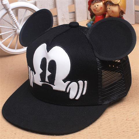 Disney-Sombrero de béisbol con orejas tridimensionales para niños, gorra de béisbol de dibujos animados de Mickey, sombrilla para bebé, sombrero para el sol, regalo de vacaciones Fivean unisex