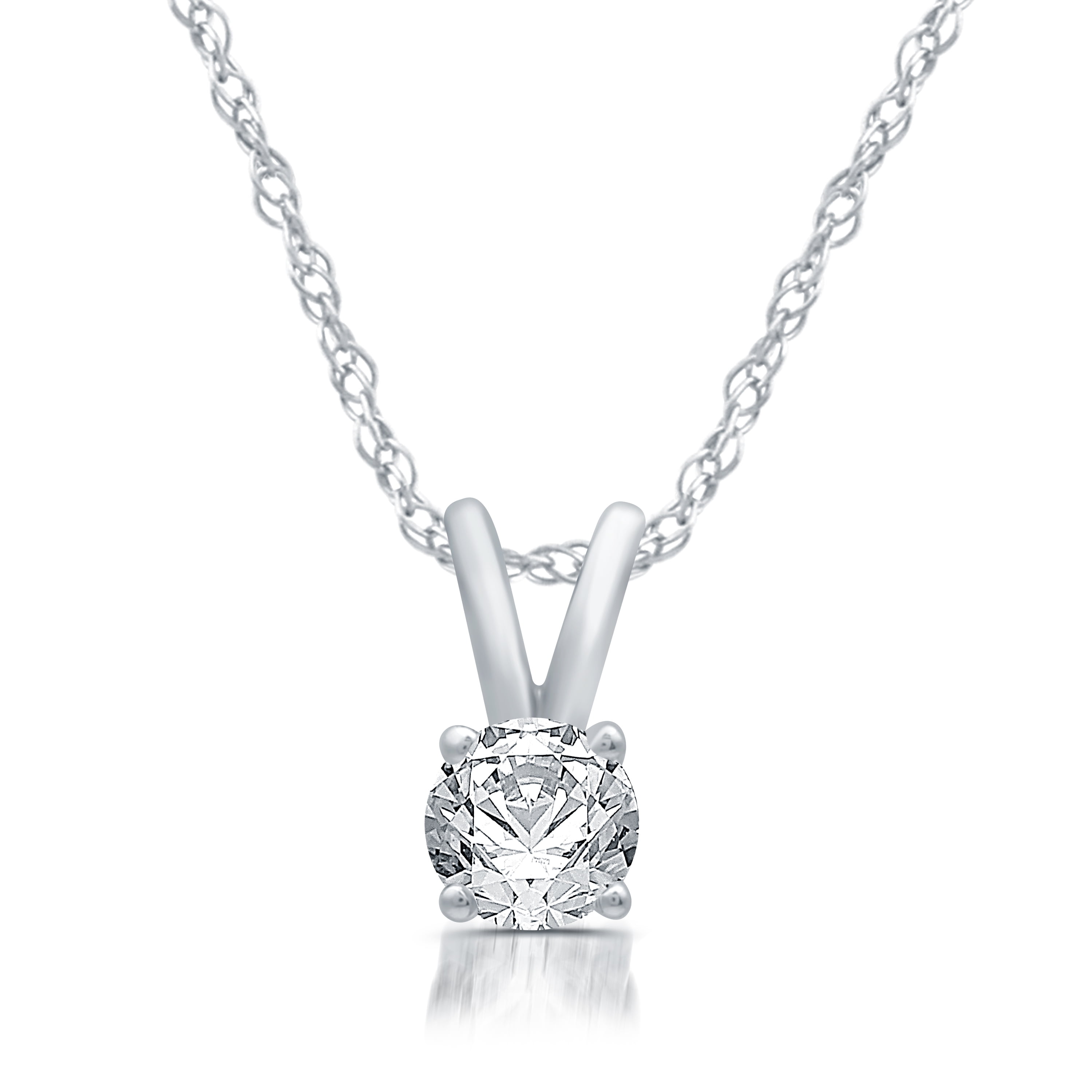 14Kt White Gold 1/3 Carat Diamond Solitaire Pendant Necklace