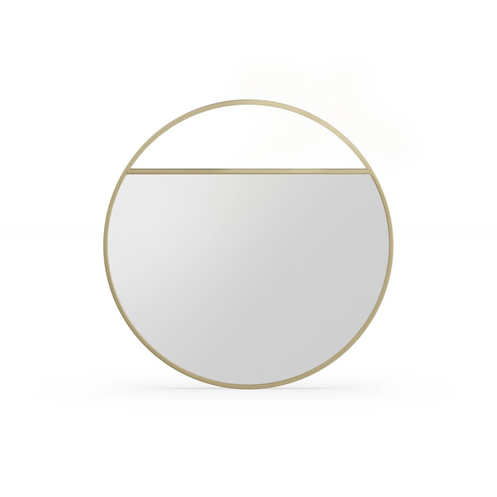 MoDRN Scandinavian Round Brass Metal Wall Mirror