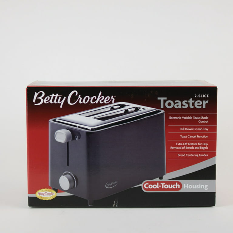 Betty Crocker 2-Slice Cool Wall Toaster, Black, BC-2605CB
