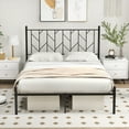 thumbnail image 2 of Costway Full Size Metal Platform Bed Frame Vintage Headboard Mattress Foundation Black, 2 of 10