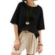 thumbnail image 5 of Conjuntos de maestra/o,Camiseta de verano para mujer, blusa informal de poliéster con cuello redondo y manga 3/4, largo regular para uso diario, sopatenor, 5 of 9