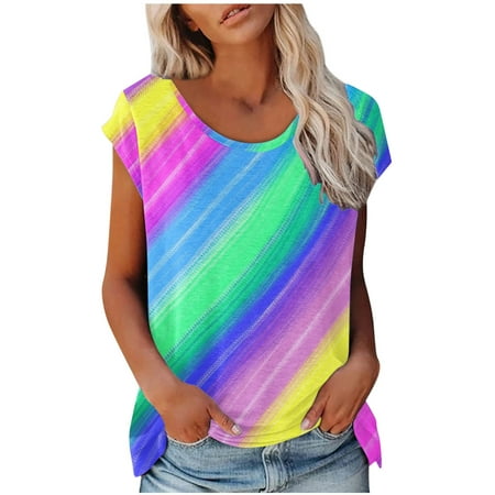 

kakina CMSX Floral Shirts for Women Plus Size Fashion Fashion Short Sleeve Crewneck Printed T-shirt Blouse Loose Tops Prints Tops Loose T-Shirts Purple XL