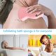 thumbnail image 3 of 2 esponjas de baño exfoliantes mágicas, esponjas de baño exfoliantes 3D ultrasuaves, respetuosas con la piel, reutilizables, adecuadas para adultos, niños y mujeres embarazadas. (Azul + Rosa) TUNC Sencillez, 3 of 5
