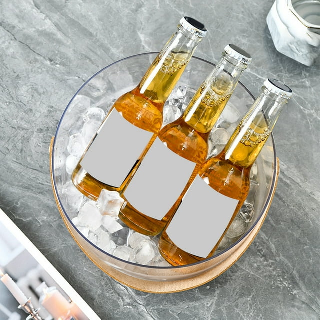 Portable Plastic Mini Ice Bucket For Home Use - Beer Wine - Transparent Design Ideal For Picnics Parties - High-End Looking Beverage Storage Solution-Room Decor-Home Essentials