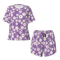 thumbnail image 4 of Naloa Daisies Flowers Women's Short-Sleeved Pajama Set, Loungewear, Summer pajamas, Breathable Cozy - Small, 4 of 9