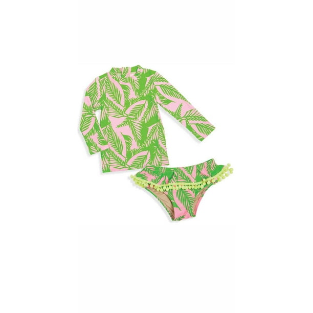 Shade Critters Little Girls Palm Rashguard Bathing Suit Set SG004 3T