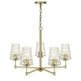 thumbnail image 3 of 60W X 5 Crestwood Metal Chandelier With Textured Glass Shades, Antique Brass, 3 of 3