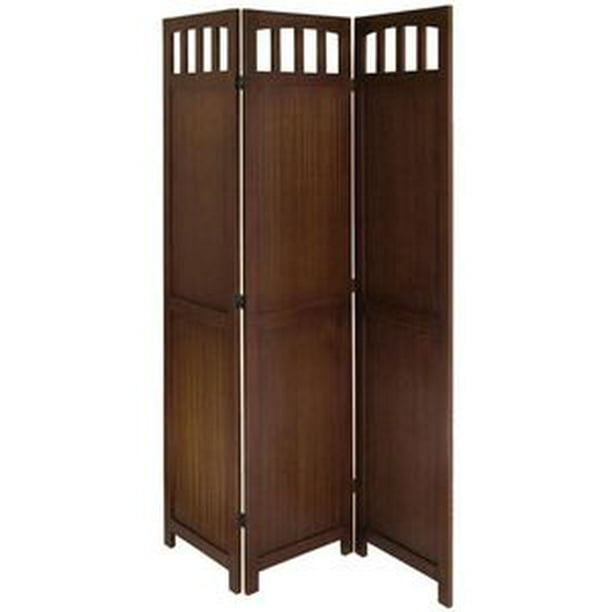Legacy Decor Solid Wood 3 Panel Room Divider, 70" Tall, Walnut