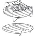 thumbnail image 1 of EcoNesxp Double rack with kebab XL air fryer accessories stackable metal rack 2 piece kit set, 1 of 5