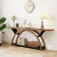 thumbnail image 6 of Tribesigns Console Table with Storage Shelf, 70.87" Sofa Table Behind Couch, 2-Tier Rustic Entryway Table with Half Moon Frame for Hallway (Brown & Black), 6 of 7