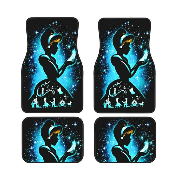 Cartoon Fairy Tales Princess Car Floor Mats 4pc Set Anti Skid Vehicle Floor Mat Car Carpet For Front Rear Seats Universal Auto Interior Accessories