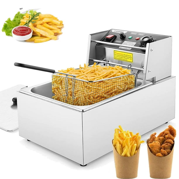 Deep Fryer with Temperature Control, Stainless Steel 1500W 6L Liters Capacity Oil Frying Machine