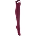 thumbnail image 2 of Lian LifeStyle Women's 4 Pairs Over Knee High Thigh High Cotton Socks Size 6-9(Wine) 4p1c7, 2 of 6