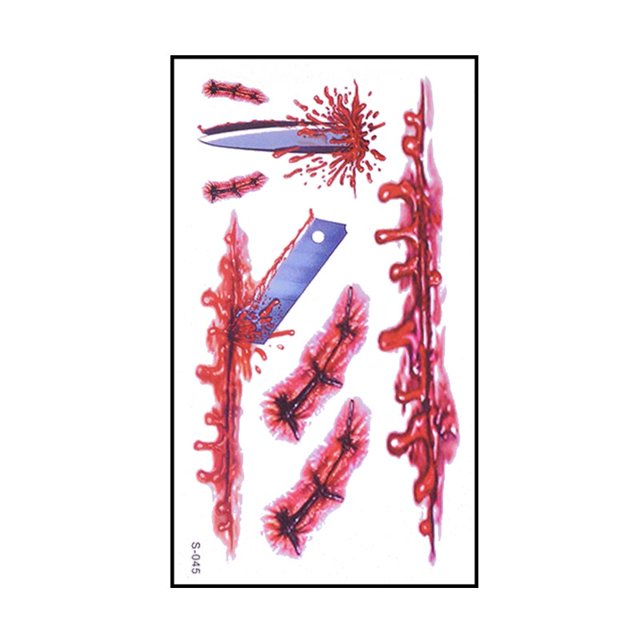 Pegatinas de tatuaje de cicatriz para decoración de Halloween, Tatuajes Temporales impermeables de heridas sangrientas de terror, maquillaje de arte corporal DIY para fiesta, 10 hojas