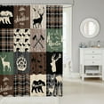 thumbnail image 2 of Hunting Deer Bear Shower Curtain, Rustic Farmhouse Bath Curtain Cabin Decor, Vintage Plaid Patchwork Waterproof Bathroom Curtains 72" W X 72" L, Country Forest Wild Animal Shower Stall Curtain, Brown, 2 of 4