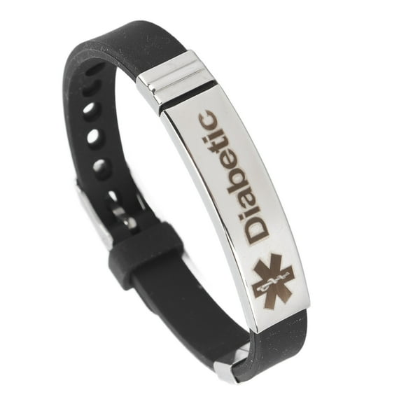 Diabetes Bracelet, Engraved Diabetic Bracelet Awareness For Emergency