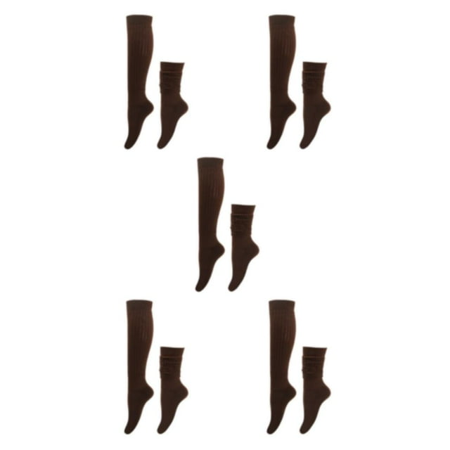 Baohd 2x Chaussettes Décontractées Fixes Stables Sans Fil en Vrac Confortables à Porter Polyester Adaptées à Tous les Pieds Forme Durable Café 5ensemble