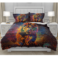 thumbnail image 2 of DOJLIO Colorful Lion Bedspread Cover Full Size Attacking Lion Duvet Cover Fierce Lion Bedroom Decorative Comforter Cover Set Rustic Style with 1 Comforter Cover 2 Pillowcases, 2 of 5