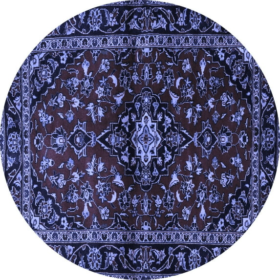 Ahgly Company Machine Washable Indoor Round Persian Blue Traditional Area Rugs, 7' Round