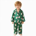 thumbnail image 6 of NOLDARES Kids Christmas Pajamas Print Tops with Pants Satin Sleepwear Christmas Pajamas for Kids Little Girls Cute Print Button Down Sleepwear Christmas Pajama Set(K017-Green), 6 of 9