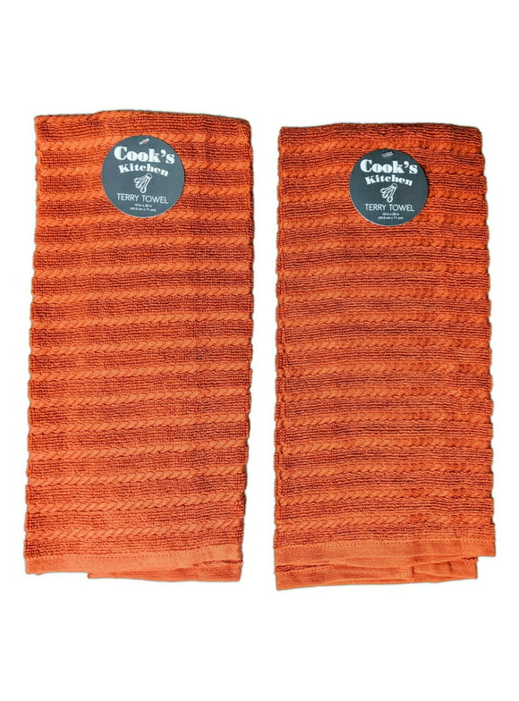 Set of 2 TIGERLILY Orange Textured Terry Kitchen Towels by Kay Dee Designs