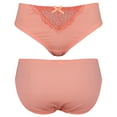 thumbnail image 6 of Curve Muse Women’s Brief Bikini Underwear Panties with Lace-3 Pack-Navy,Coral,Cream-L, 6 of 7