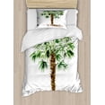 thumbnail image 1 of Tropical Twin Size Duvet Cover Set, Exotic Hawaiian Palm Leaves Hand Drawn Watercolor Tropical Nature Silhouette, Decorative 2 Piece Bedding Set with 1 Pillow Sham, Fern Green Brown, by Ambesonne, 1 of 3