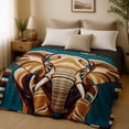 thumbnail image 2 of SPXUBZ Abstract Elephant Flannel Fleece Blanket, Bohemian Animal Art Throw Blanket, Soft Cozy Warm Blanket for Bedroom Sofa Decor, 2 of 5