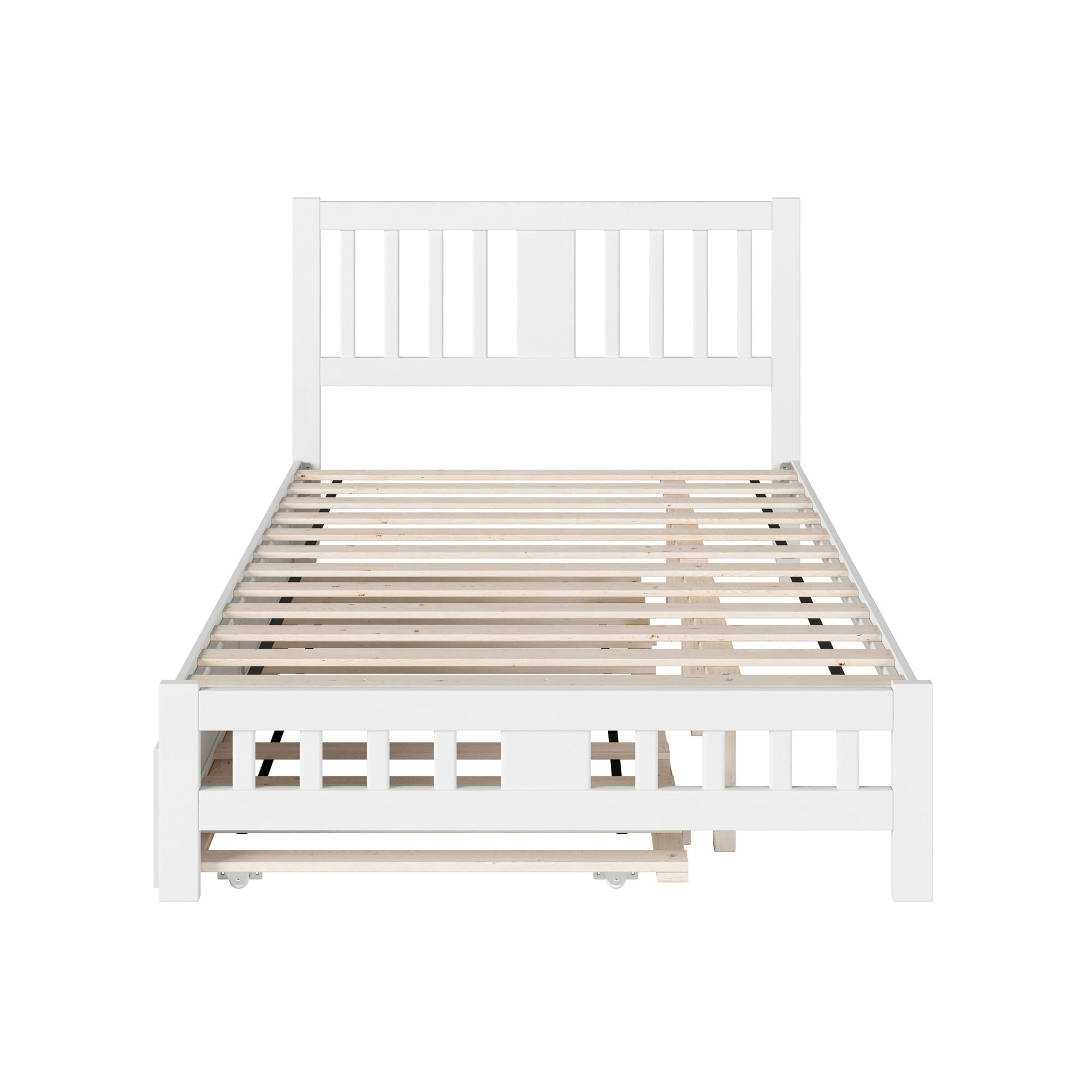 AFI Tahoe Full Wood Platform Bed with Headboard Footboard & Twin Trundle, White