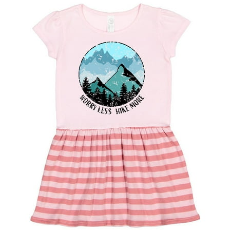 

Inktastic Worry Less Hike More with Mountains in Blue Distressed Gift Toddler Girl Dress