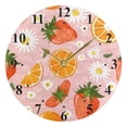 thumbnail image 5 of Strawberries Oranges Daisy Flowers Black 10 inch Wall Clocks Non Ticking Easy to Read Battery Decorative for Home Bathroom Kitchen Bedroom Living Room, 5 of 8