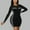 Black, variant on Lilgiuy Trendy Women's Long Sleeve Diamond Round Neck Perspective Slim Dress for Boots Sandals Sneakers