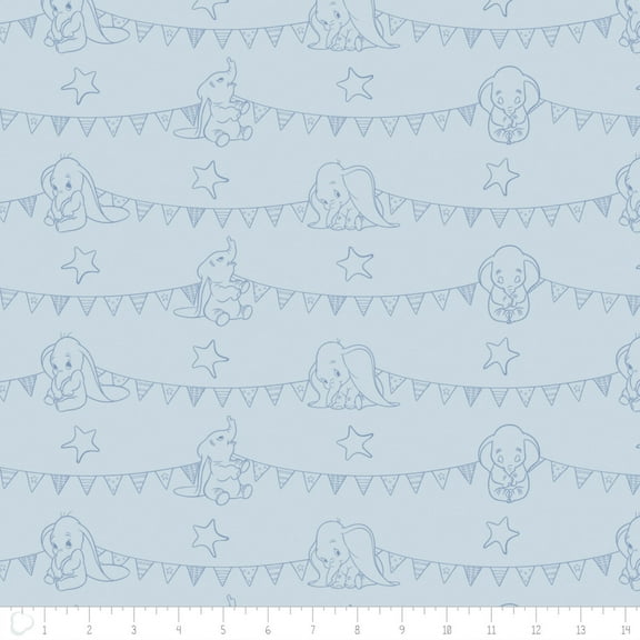 Disney Dumbo Bunting Banners Light Blue 100% Cotton Fabric Sold by the Yard