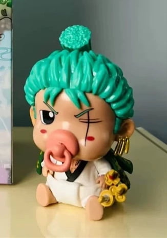 Newly Luffy Sanji Zoro Brook Franky Figure Sitting Q Version Nipple Anime Figures 10cm/3.9inch Anime Character Decor Statue Desktop Ornament Gifts (Zoro)