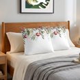 thumbnail image 6 of Pillow Covers 16x16 Set of 2, Christmas Snowflakes Throw Pillow Covers Decorative Couch Cushion Cover, Winter Poinsettia Xmas Balls Floral Leaf Microfiber Soft Pillowcases for Bedroom Living Room, 6 of 9