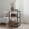 thumbnail image 4 of LEDREM Small End Table with 3-Tier Storage, Industrial Tall Nightstand for Living Room, Bedroom, Office, Greige and Classic Black, 4 of 7