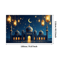 thumbnail image 3 of LUUFILx Eid Mubarak Banner Moon Stars Hanging Lanterns Mosque Festive Backdrop Decoration Celebrations Muslim Event Printing Party Supplies Photography Props, 3 of 8