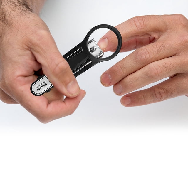 Cortaúñas de acero inoxidable con captador - abertura grande para personas mayores, mango ergonómico ancho, herramienta portátil para manicura y pedicura