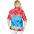 thumbnail image 2 of HAPPY BAY Hawaiian Shirts Womens Casual Summer Button Down Beach Party Blouse Shirt Blouses Short Sleeve Tropical Vacation Button up Dress Tee Shirts for Women L Blue Flamingo, Red, 2 of 3
