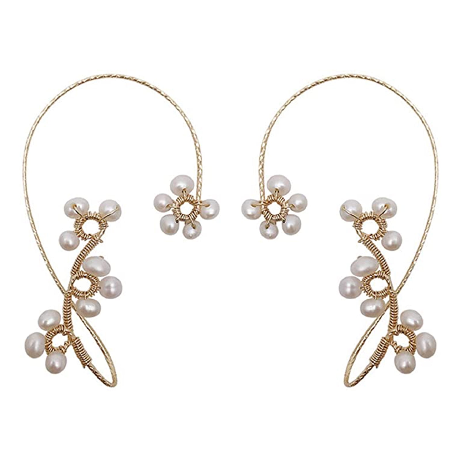 1 Pair Vintage Ear Cuff Earrings Elegant Crystal Pearl Design Earrings For Women And Girls Fashion