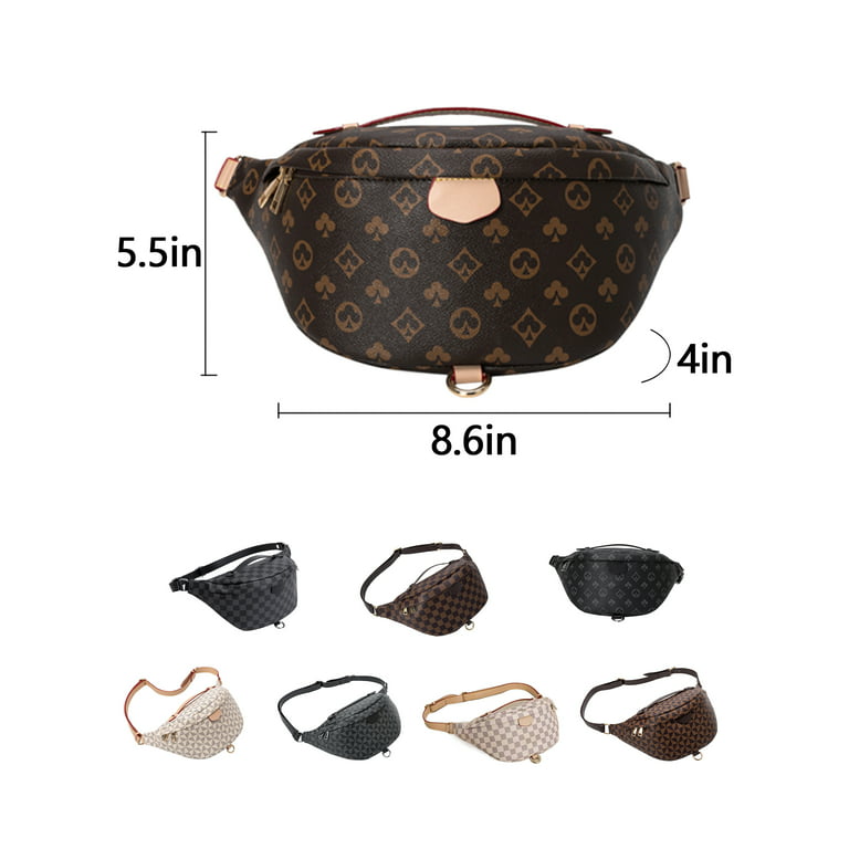 Sexy Dance Sling Bag for Women Men Checkered Waist Pack PU Leather