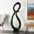 thumbnail image 2 of 22" x 62" Black Aluminum Metal Tall Looped Floor Abstract Sculpture with Black Marble Base, by DecMode, 2 of 14